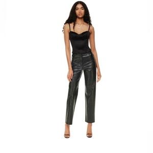 Aritzia Wilfred Melina Black Faux Leather Straight Leg Pants